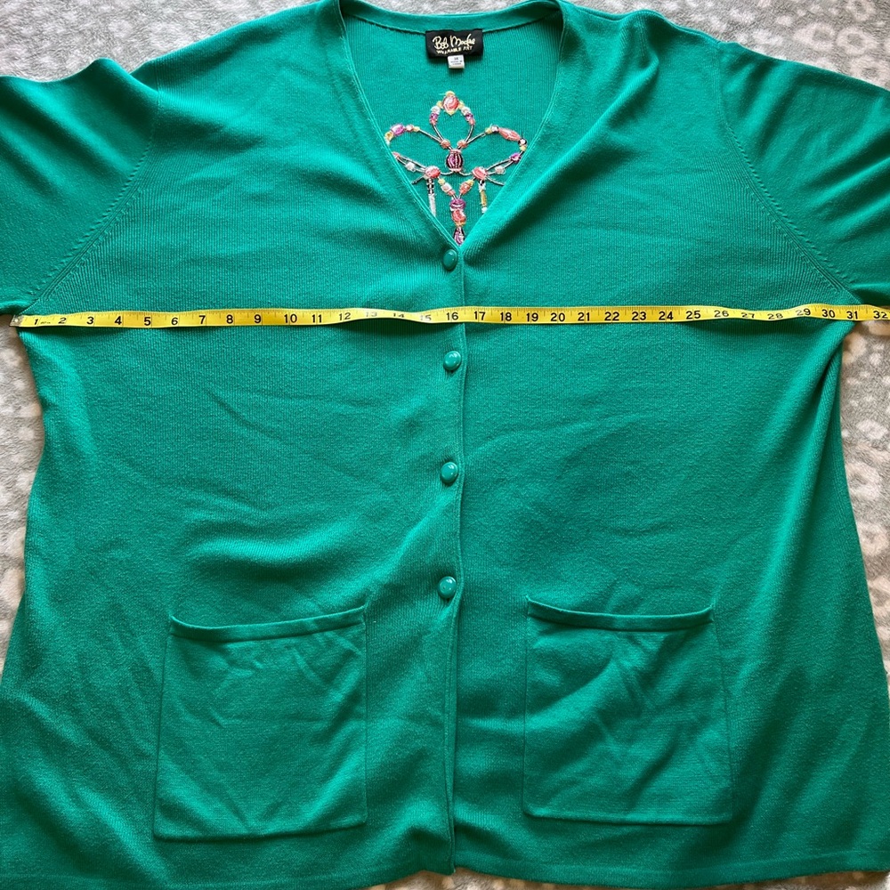Bob Mackie Wearable Art Turquoise Embroidered Cardigan Duster Dreamcatcher/3X - Picture 8 of 9